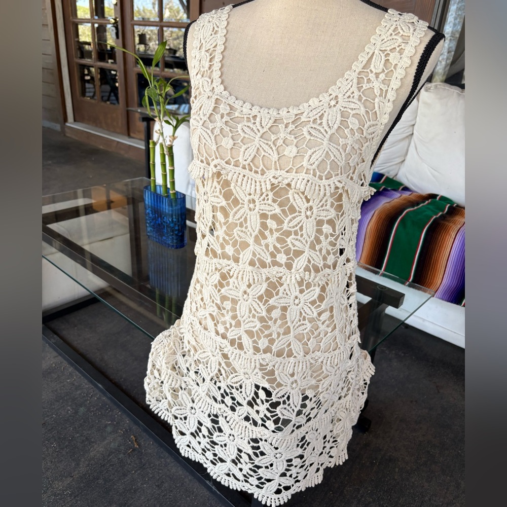 Solitaire - Crochet Tank Dress in Cream